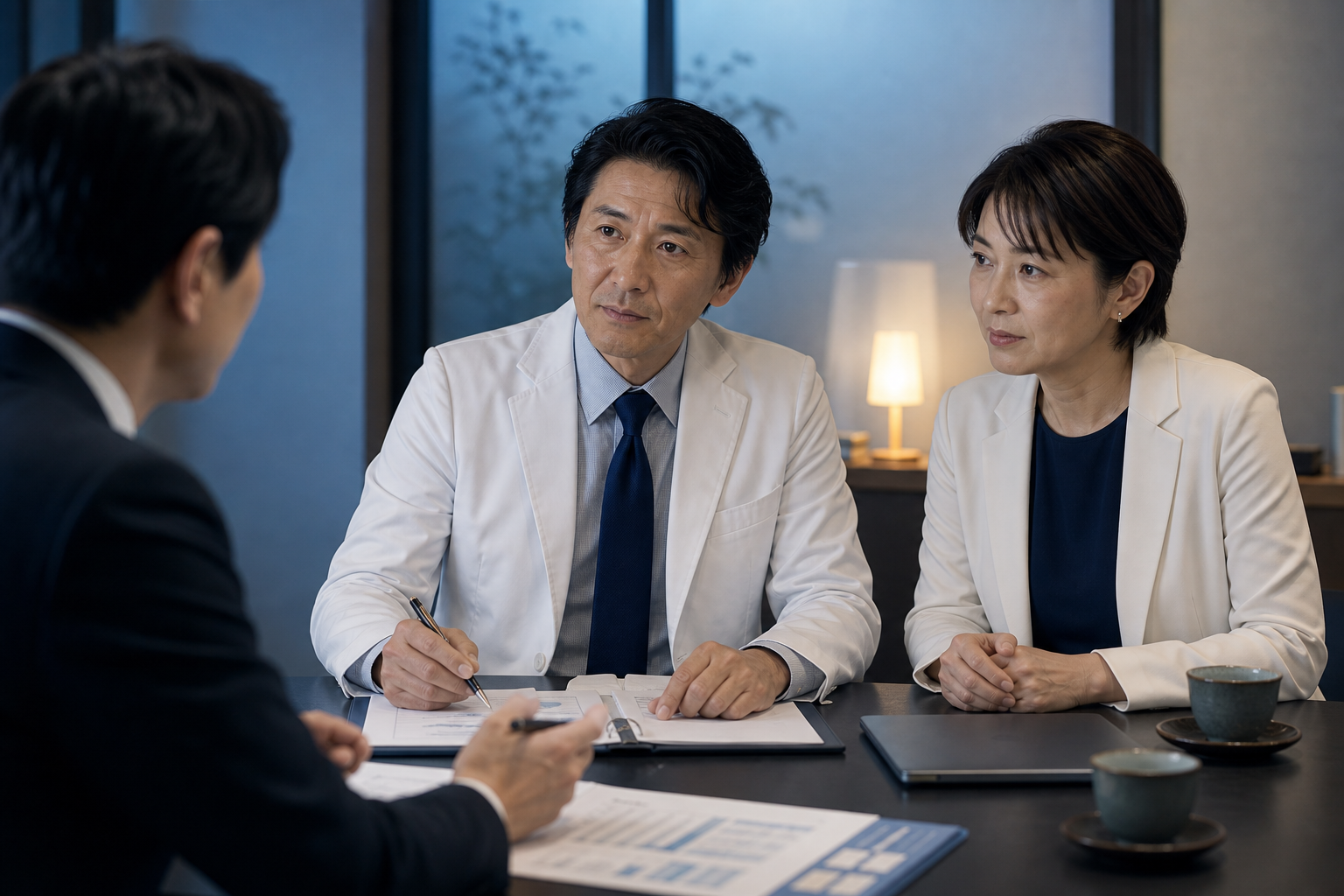 穏やかに対話する医師夫婦